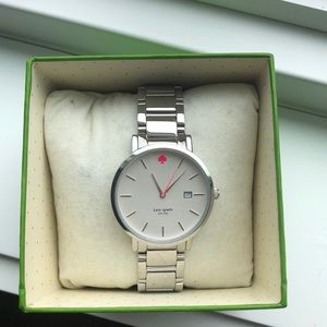NWT Kate Spade Gramercy Grand silver watch